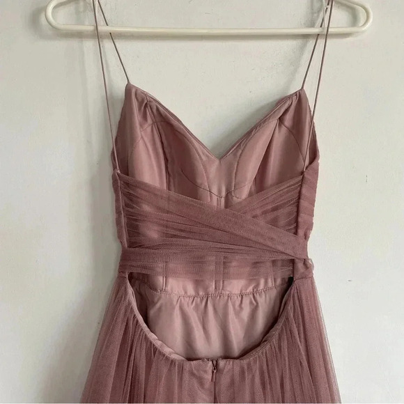 Waters BHLDN Tinsley Dress Rosey Mauve Tulle Sleeveless Bridesmaid Bow Size 0 - Picture 9 of 15